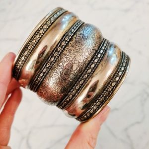 Silver Tone Boho Cuff